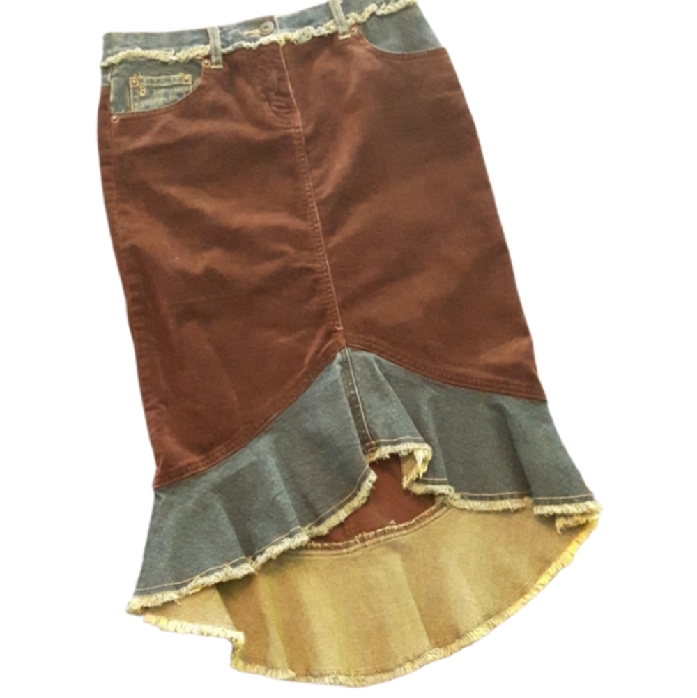 size 25 Buffalo denim corduroy asymmetrical skirt